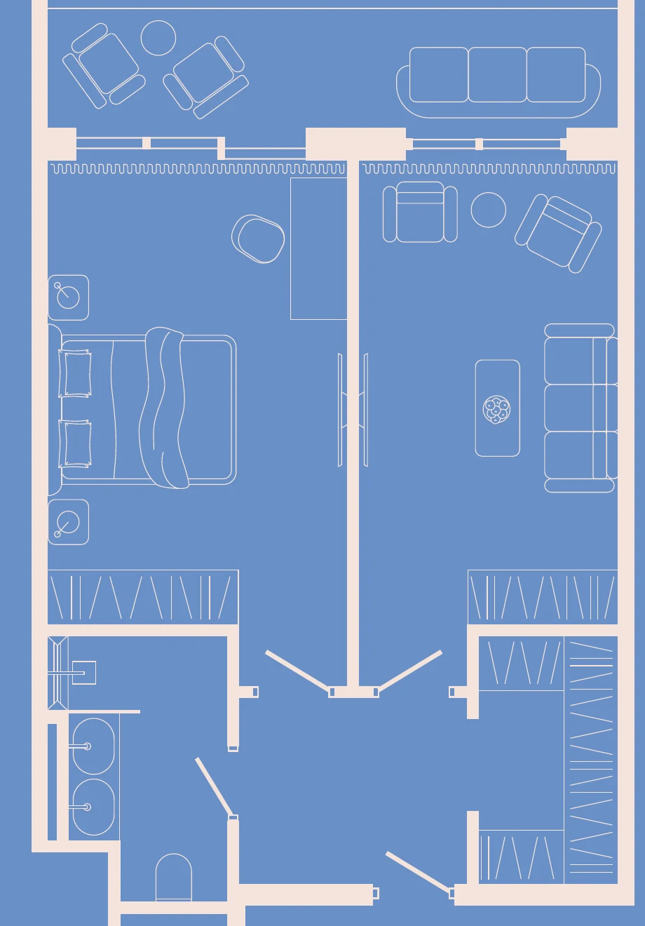 Планировка апартамента Фэмили 55 м²