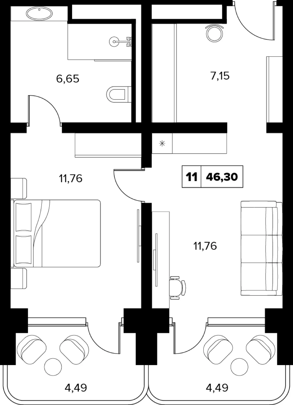 Планировка 46,3 м²
