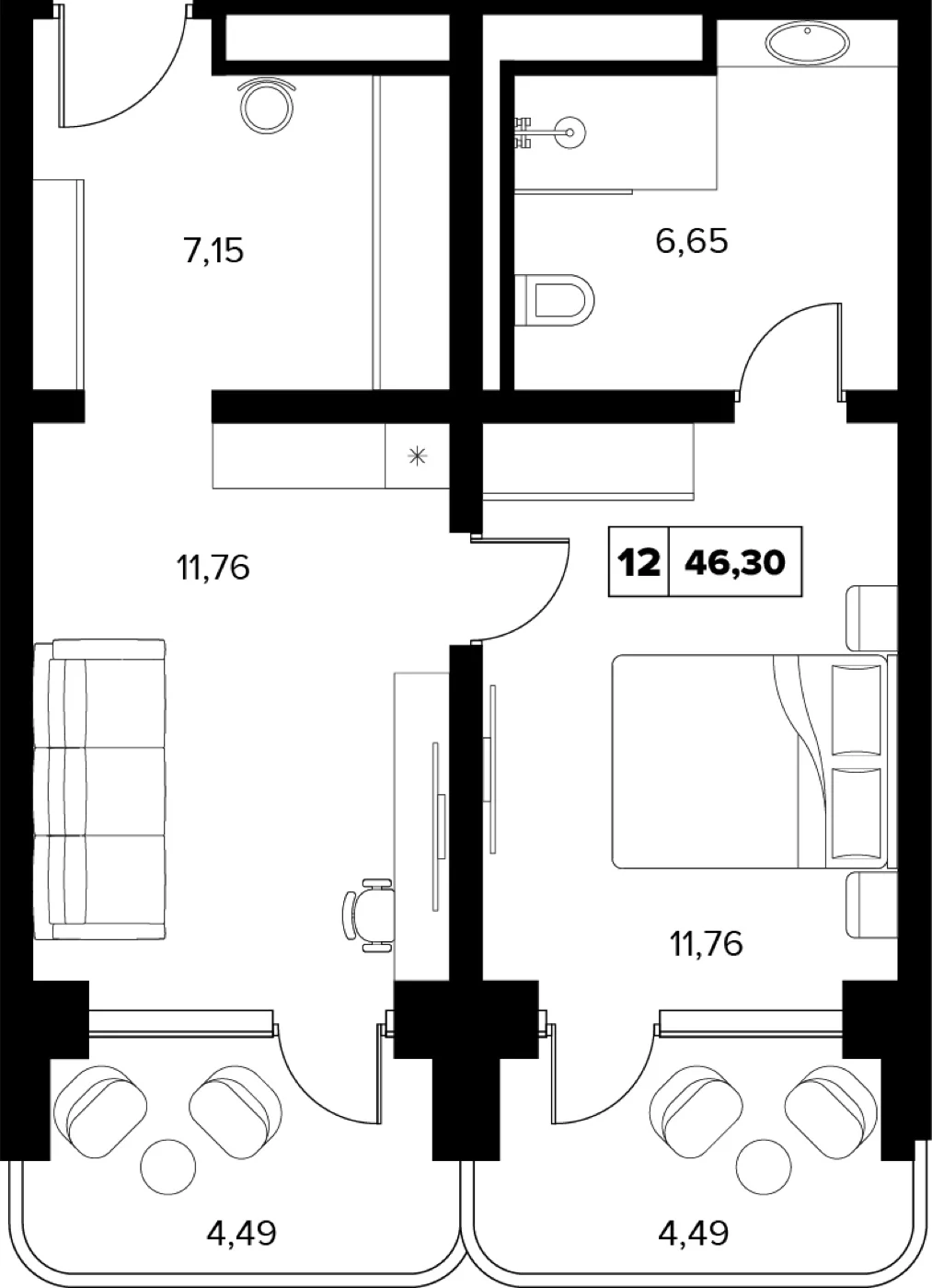 Планировка 46,3 м²