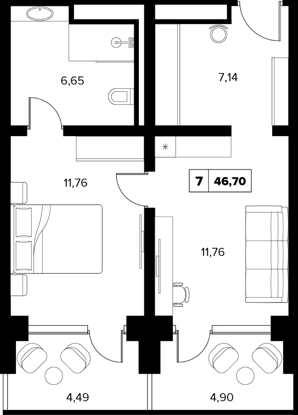 Планировка 46,7 м²