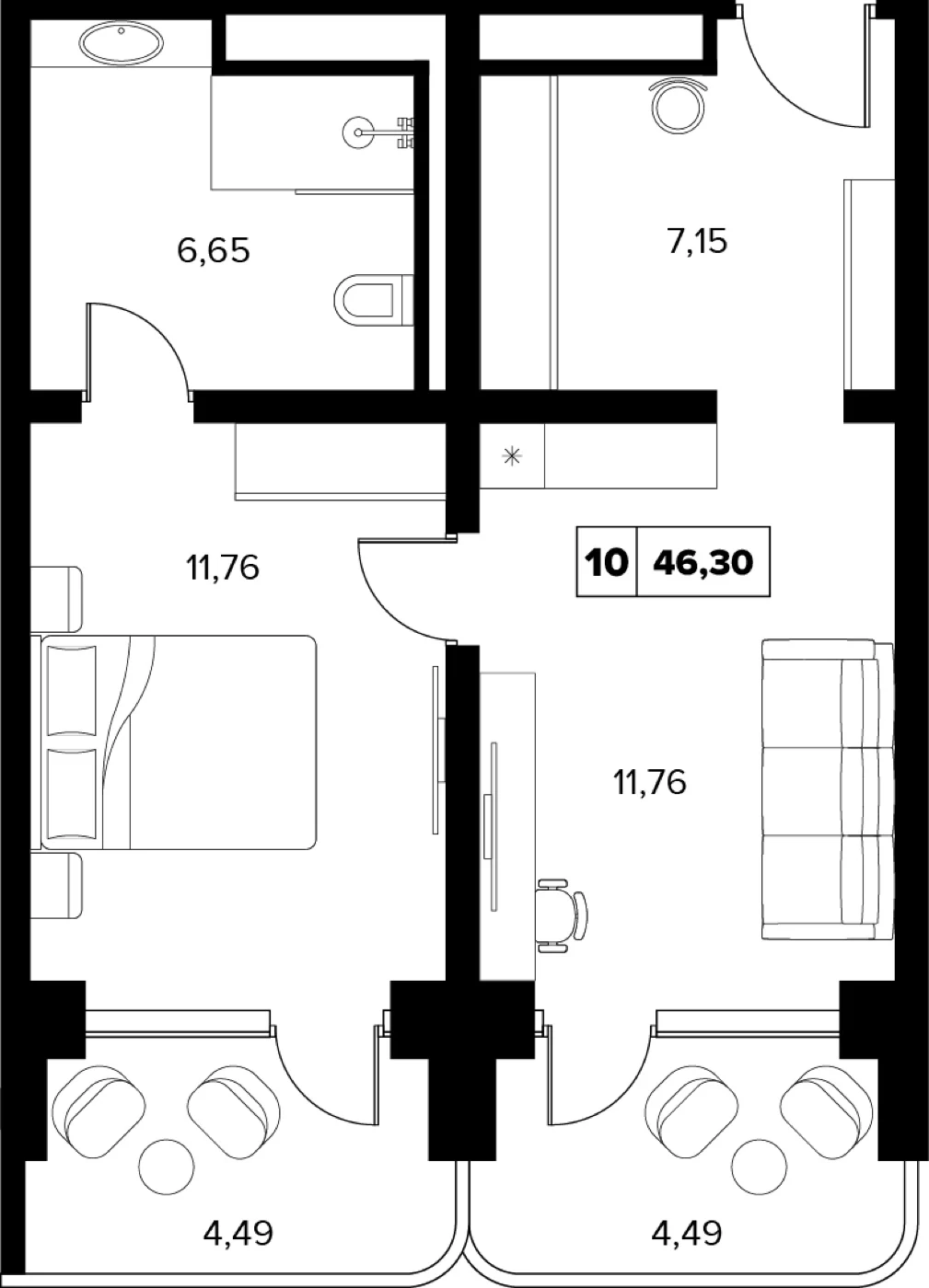 Планировка 46,3 м²