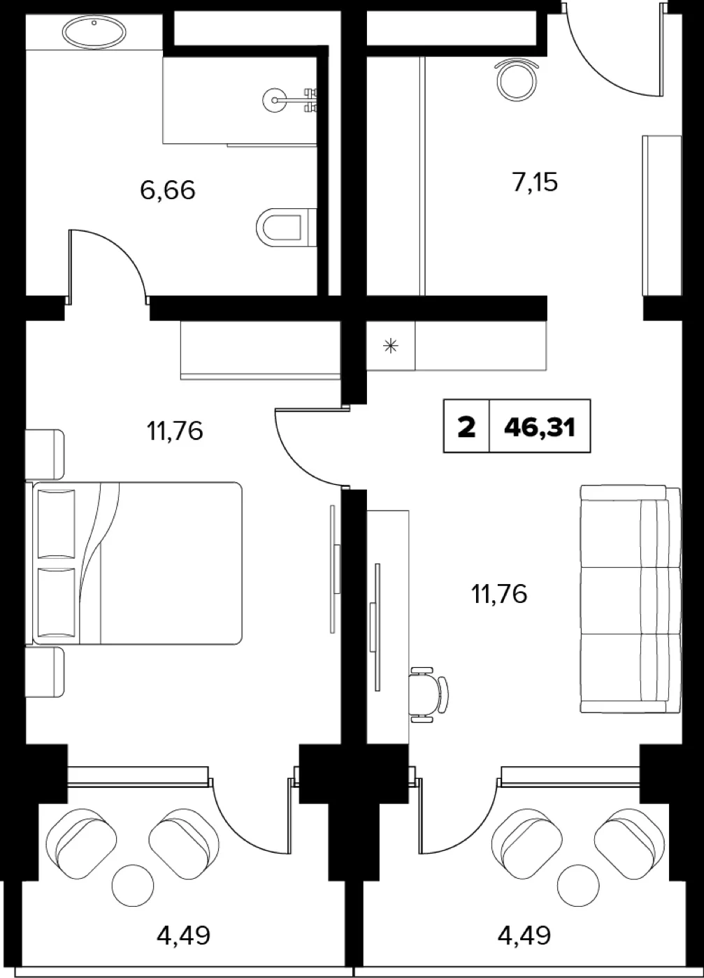 Планировка 46,31 м²