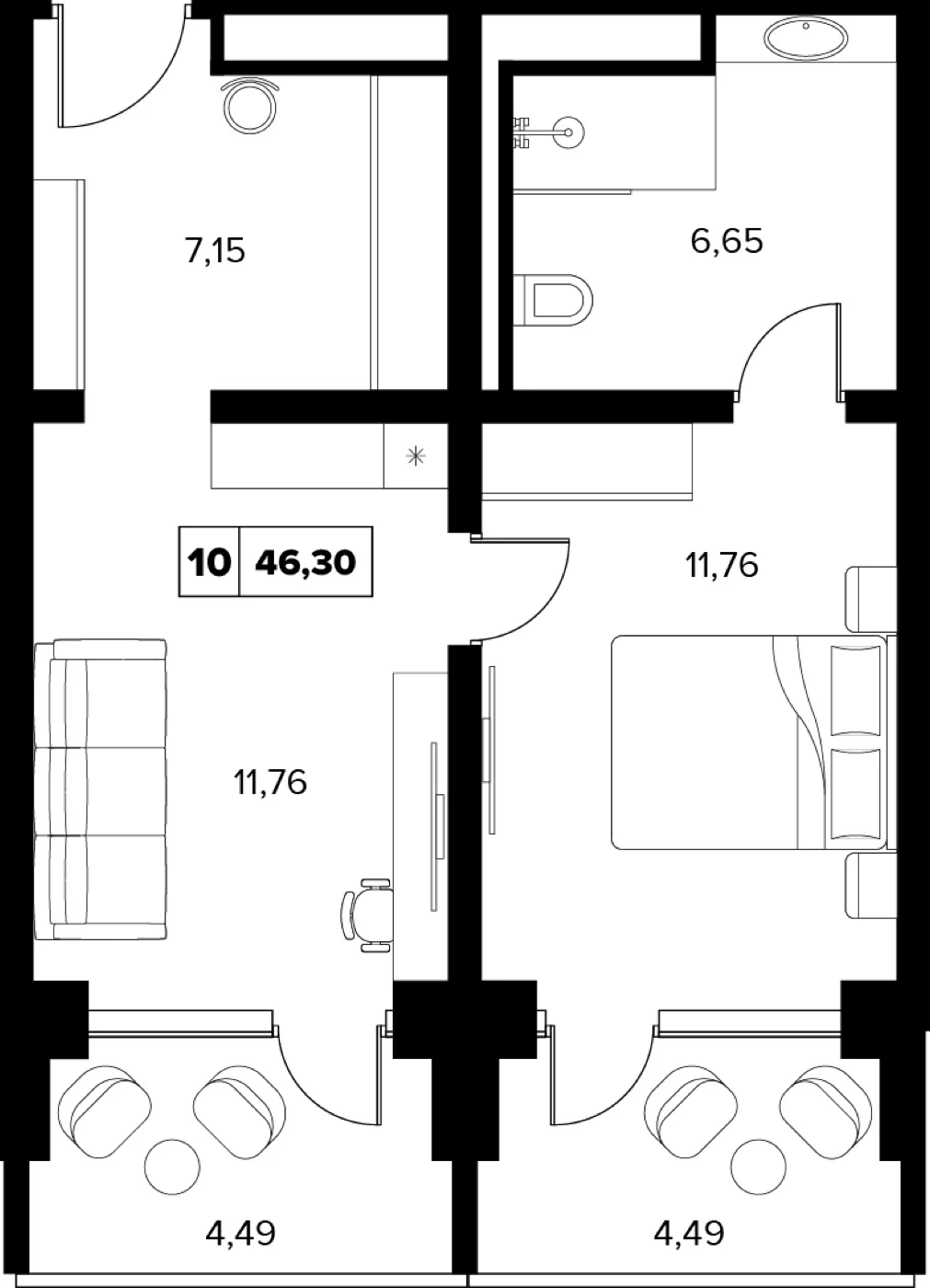Планировка 46,3 м²