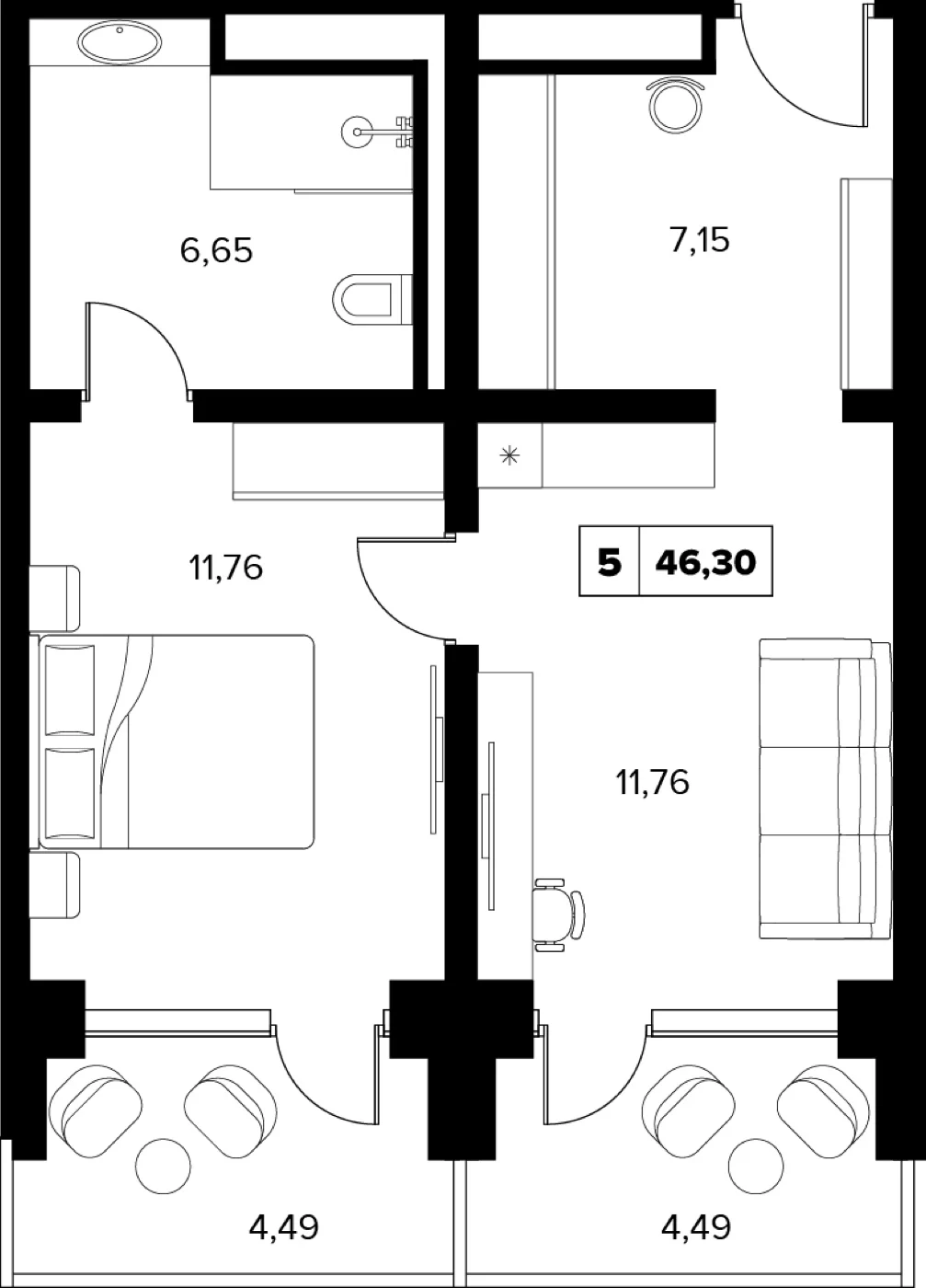 46.3 м²