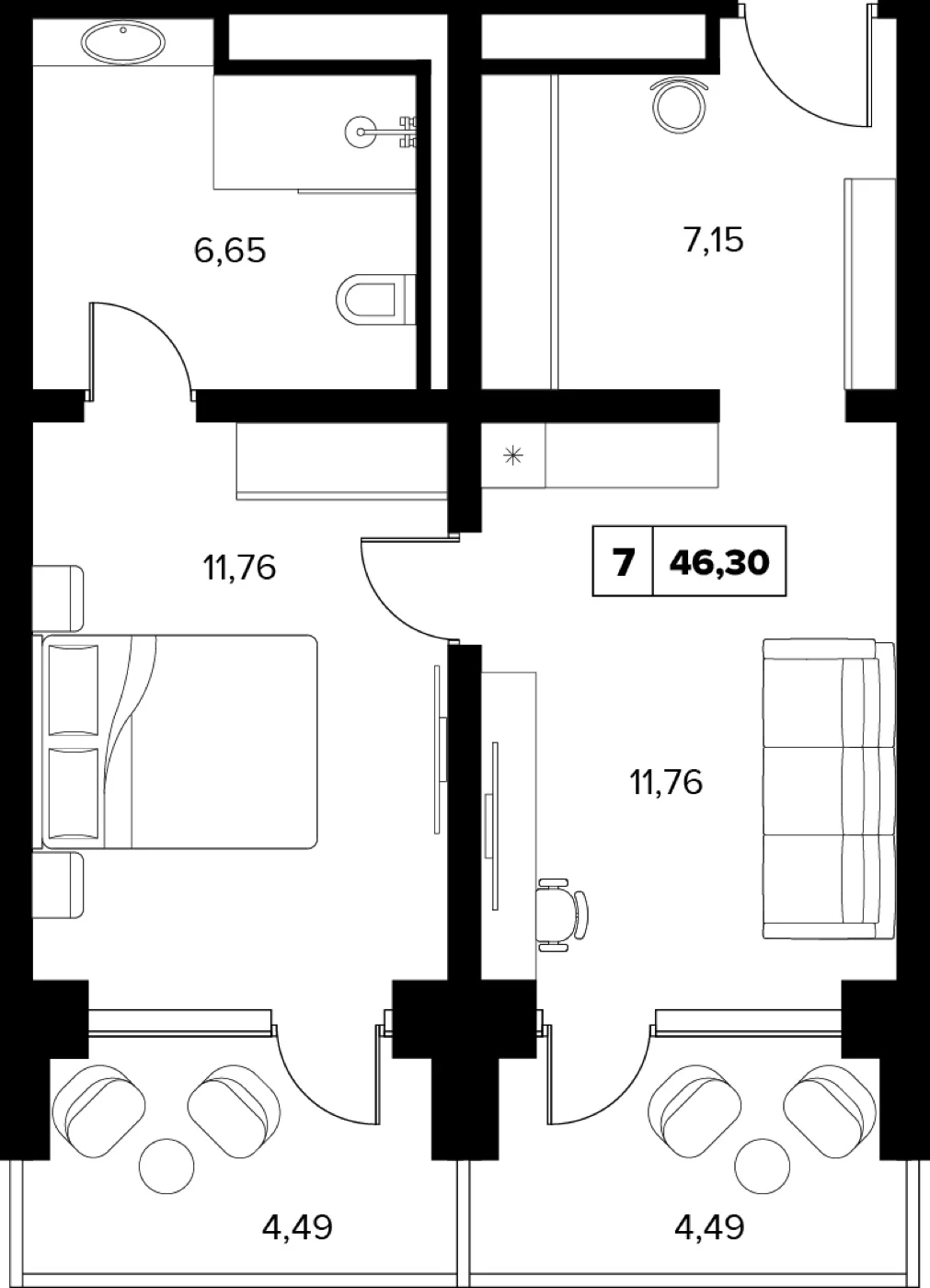 46.3 м²
