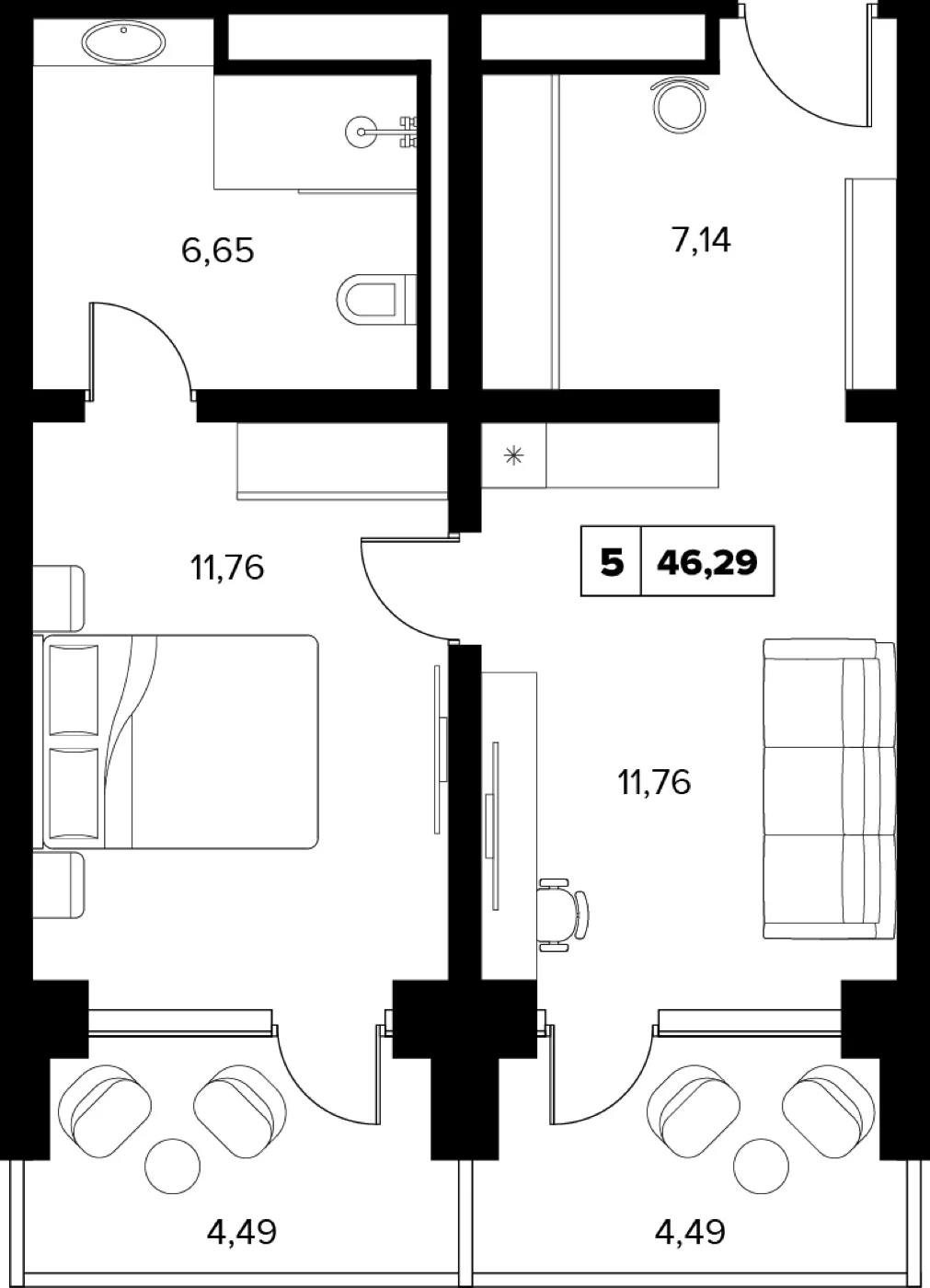 Планировка 46,29 м²