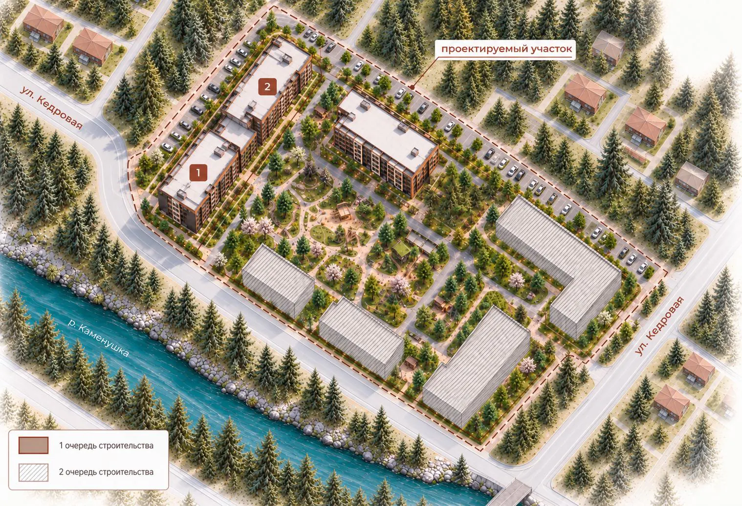 Генплан квартала у реки Каменушка