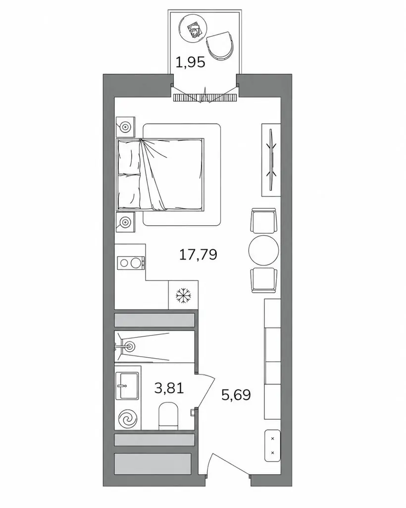 Планировка Студия от 27 м²