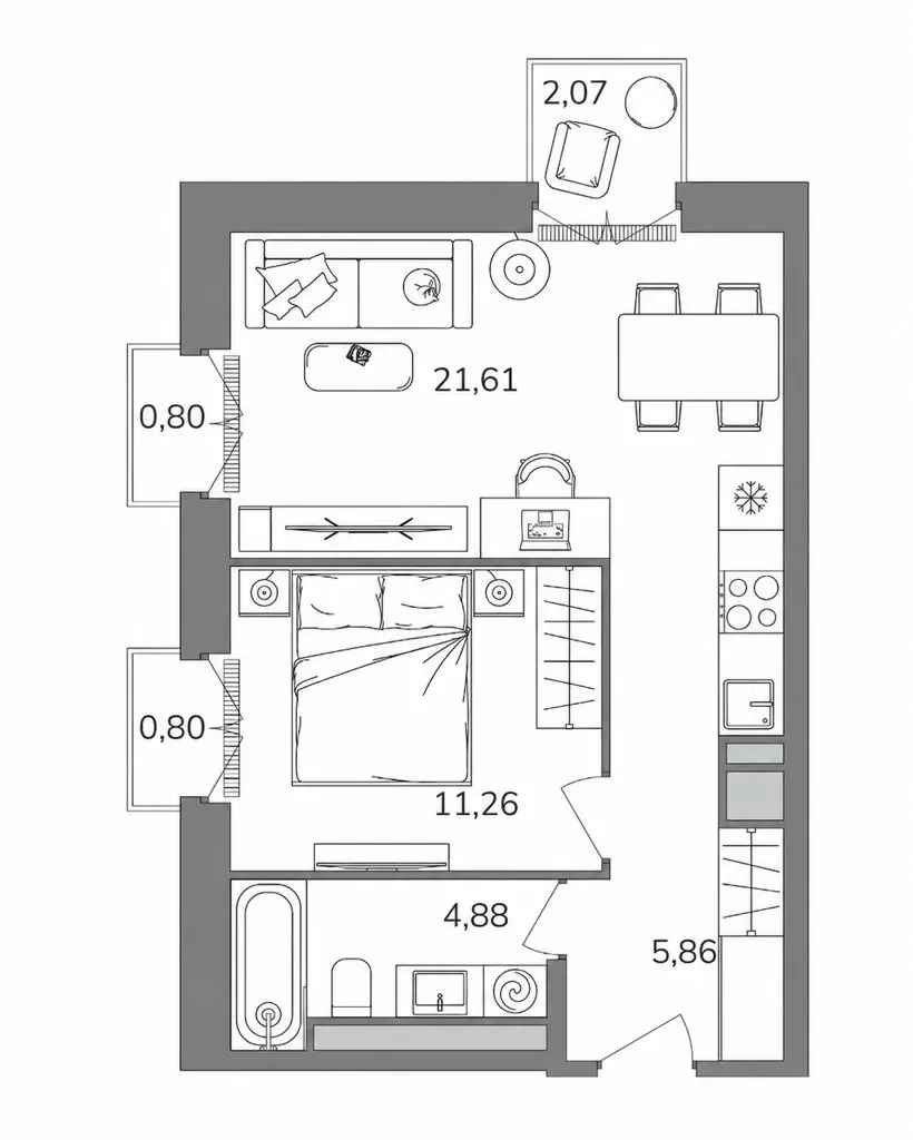 Планировка Стандарт от 44 м²