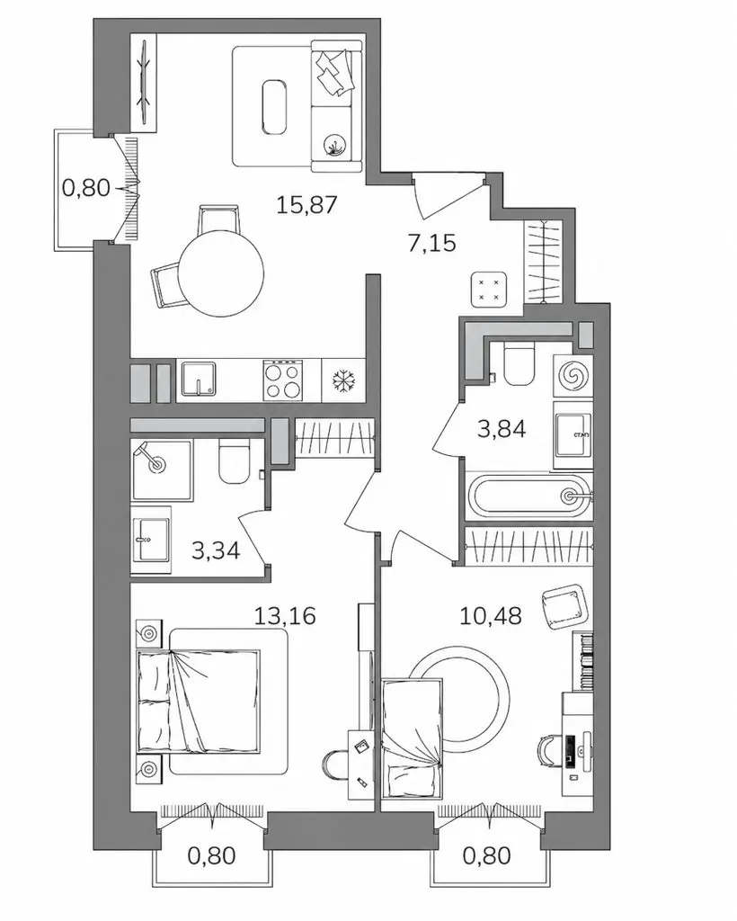 Планировка Сьют от 54 м²