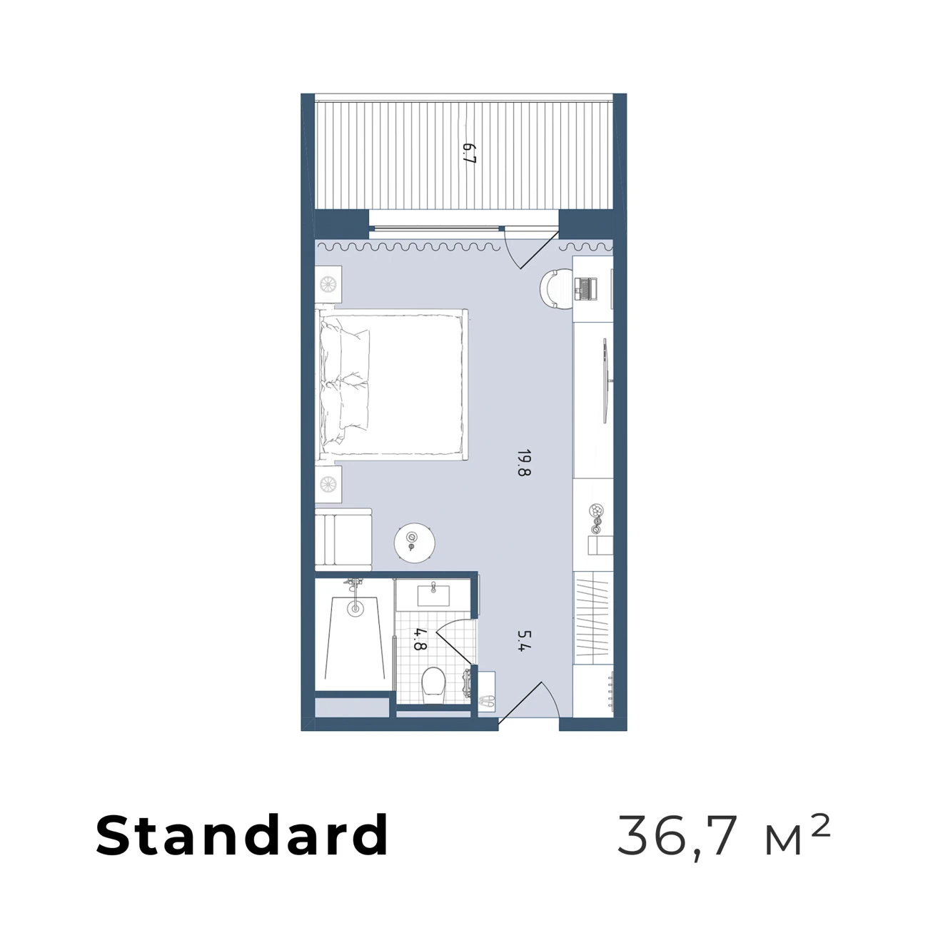 Планировка номера Standard 36,7 м²