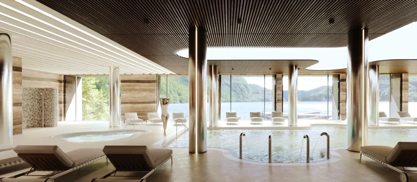 Aura SPA: бассейн с панорамным остеклением