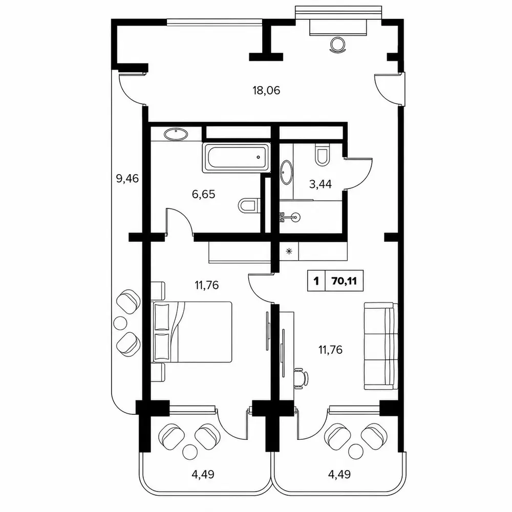 Планировка Люкс от 70 м²